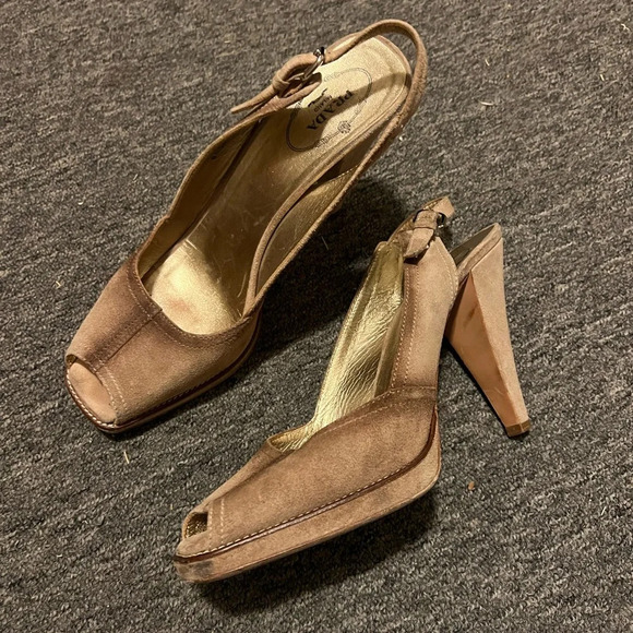 Prada Suede Sling Back Heels, size 40.5 - Picture 2 of 10